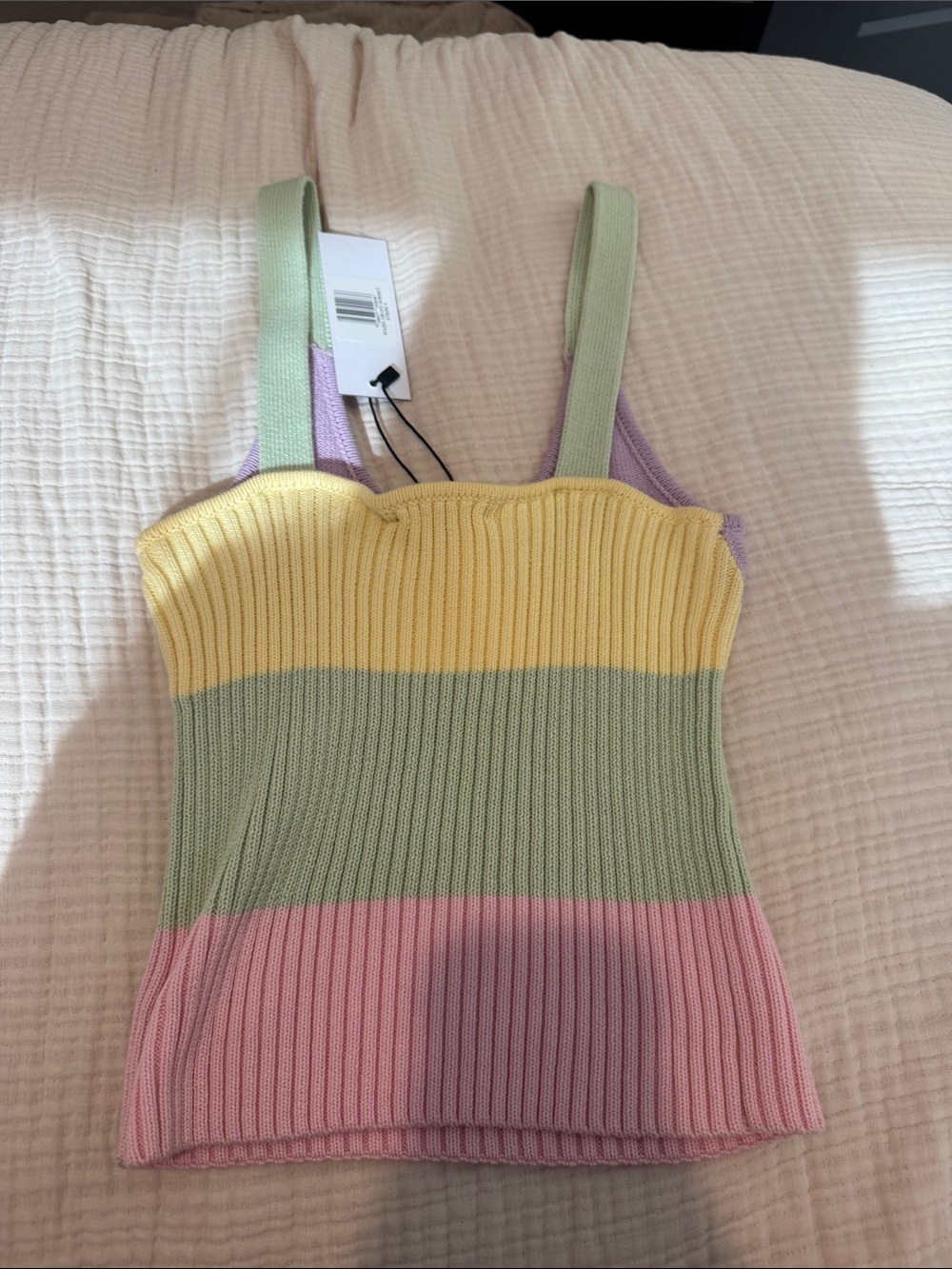 OLIVIA RUBIN Pastel Colorblock Ribbed Bandeau Tank - Picture 2 of 2